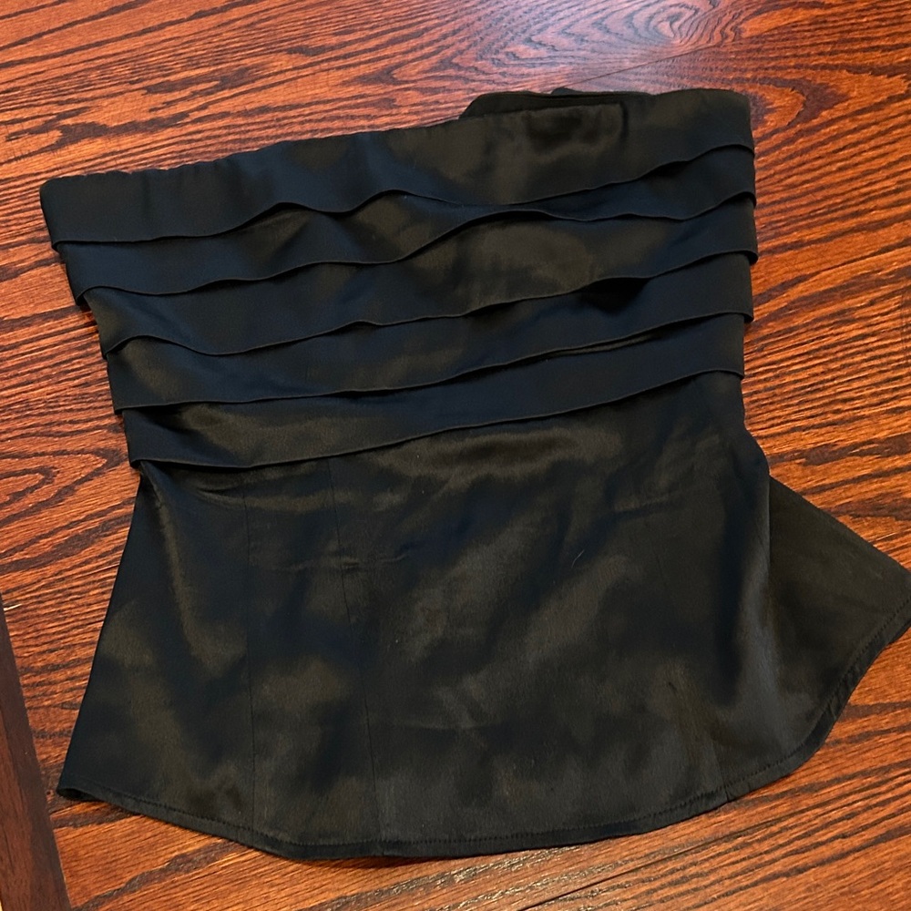 bebe Black Strapless Layered top